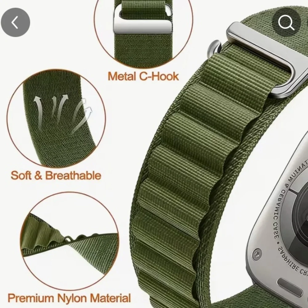 Black and Red Nylon Loop Watch Band for Smartwatch